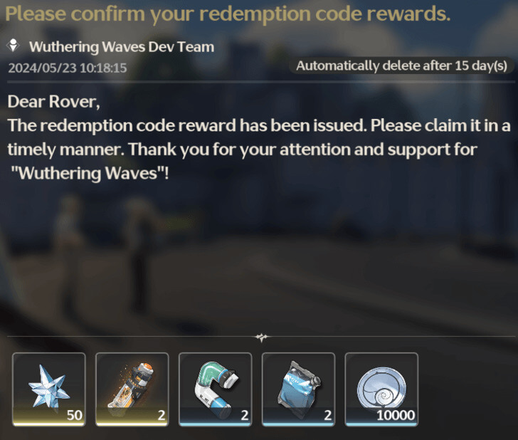 Wuthering Waves inbox screenshot placeholder